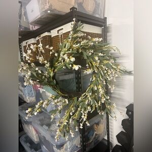 Floral Wreath with White and Green Accents